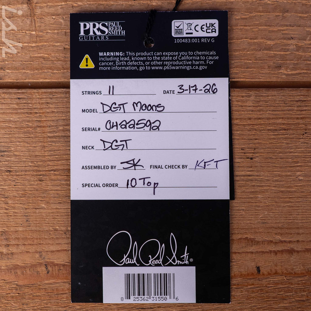 PRS DGT 10-Top Fire Red Fade Custom Color Solid Rosewood Neck