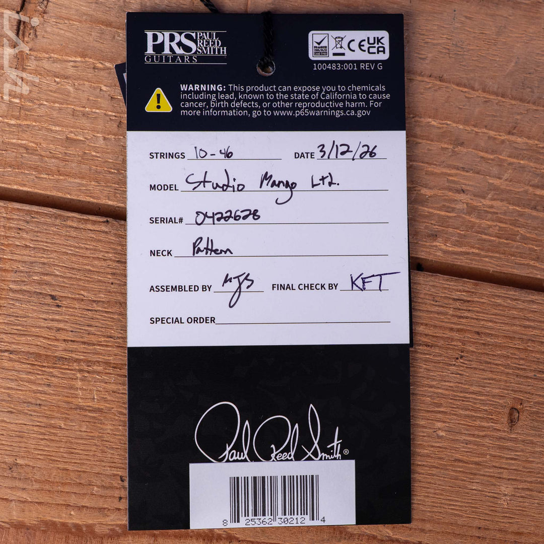 PRS Studio Mango Top Limited Edition Orange Tiger