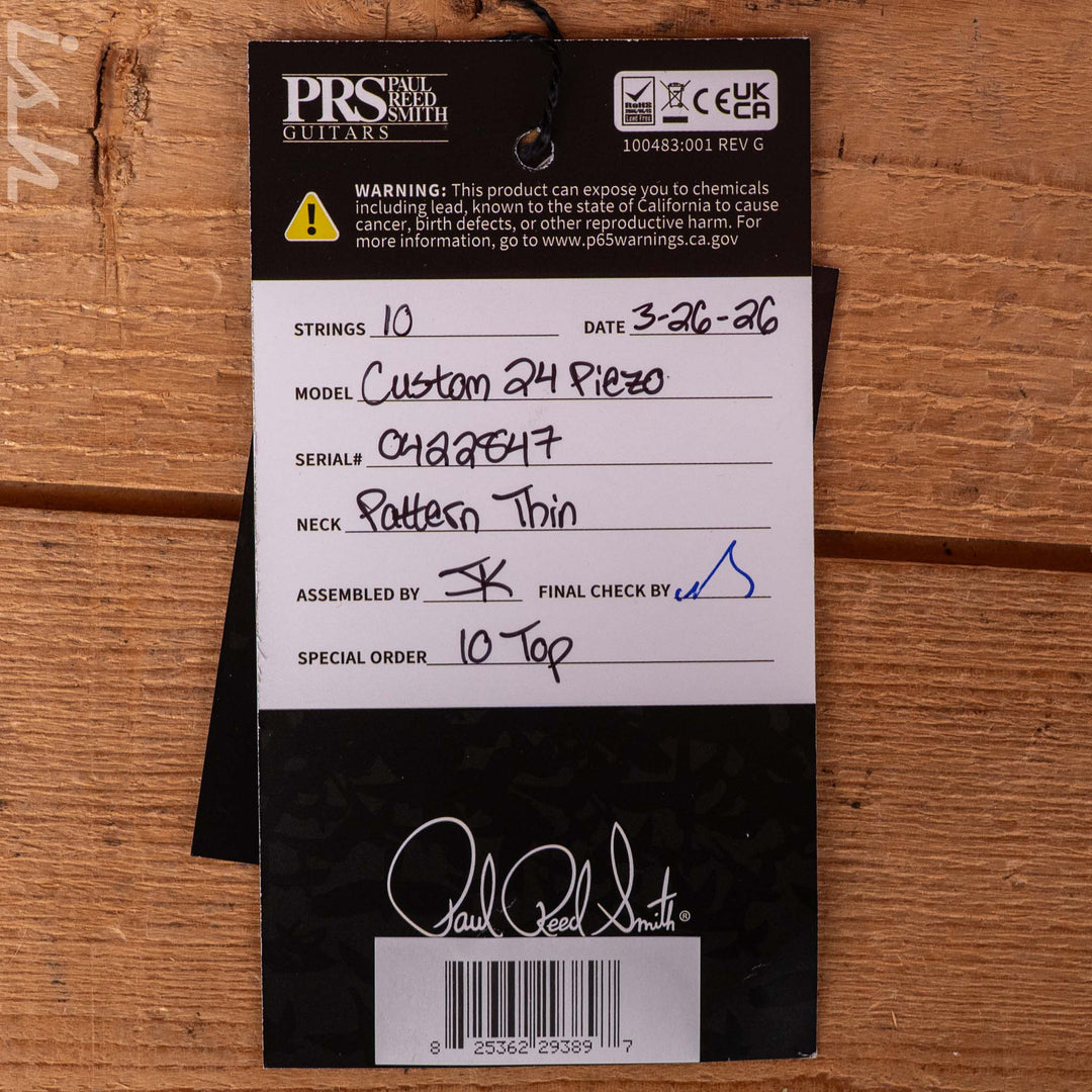 PRS Custom 24 Piezo 10-Top River Blue Pearl