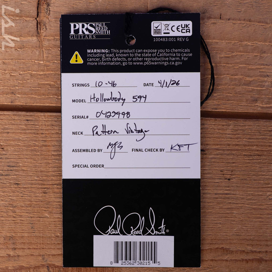 PRS Wood Library Hollowbody II 594 10-Top Brazilian RW Fretboard Autumn Burst Custom Color