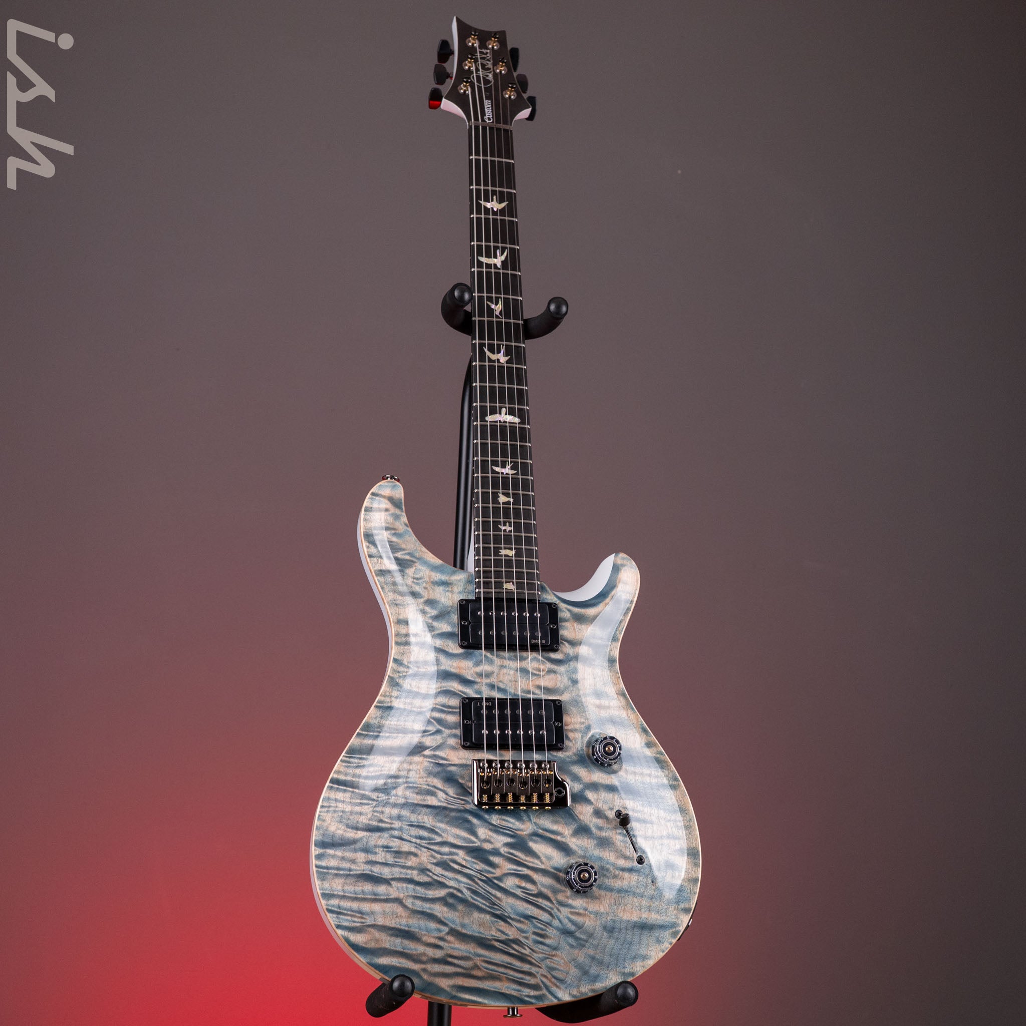 PRS Custom 24 Quilt Artist 1-Piece Top Indigo with White Back