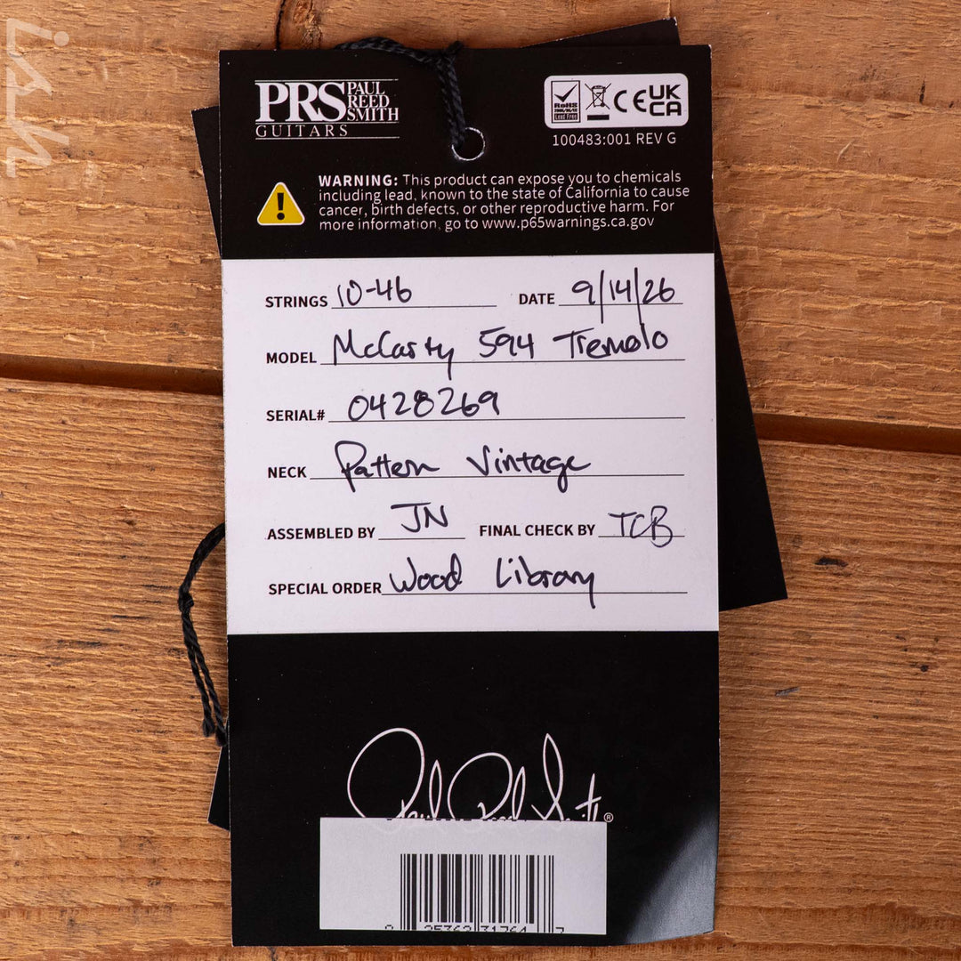 PRS Wood Library McCarty 594 Tremolo 10-Top Custom Color River Blue