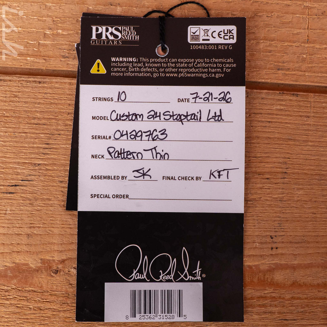 PRS Wood Library Custom 24 Stoptail Limited Edition 10-Top Faded Whale Blue
