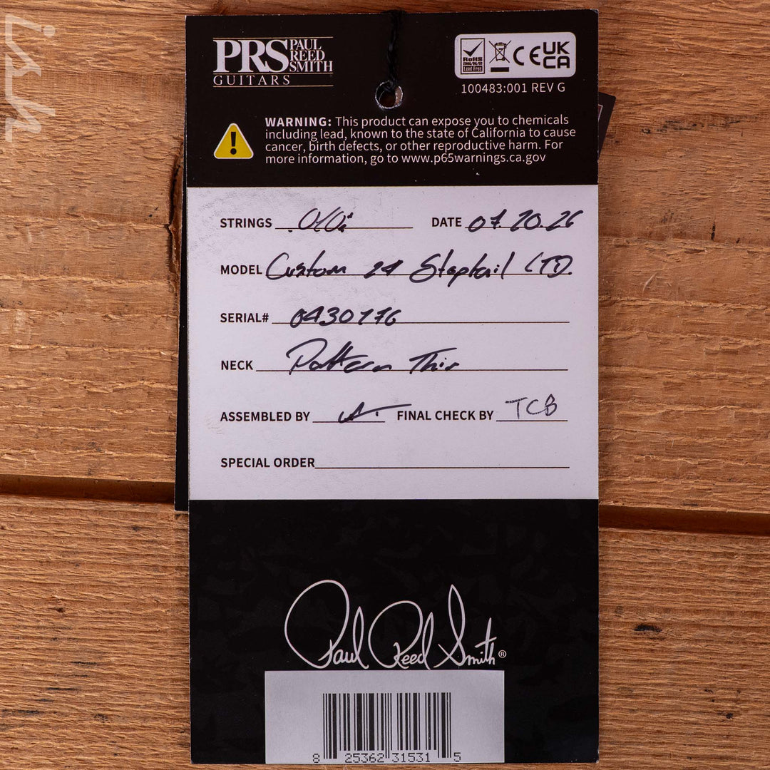 PRS Wood Library Custom 24 Stoptail Limited Edition 10-Top Tiger Eye