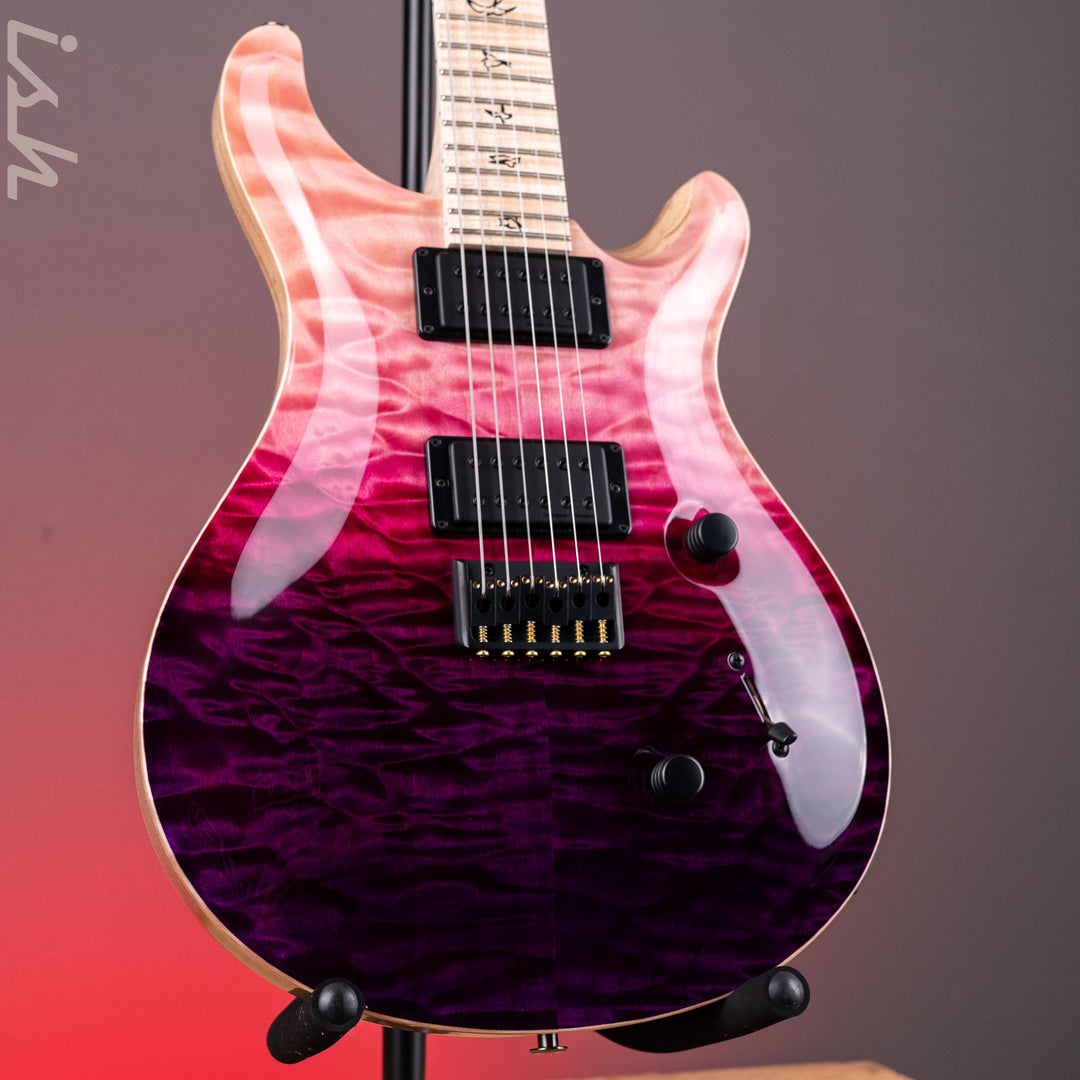 PRS Wood Library Mark Holcomb 10-Top Quilt Midnight Orchid Fade Ish 15th Anniversary Maple Neck