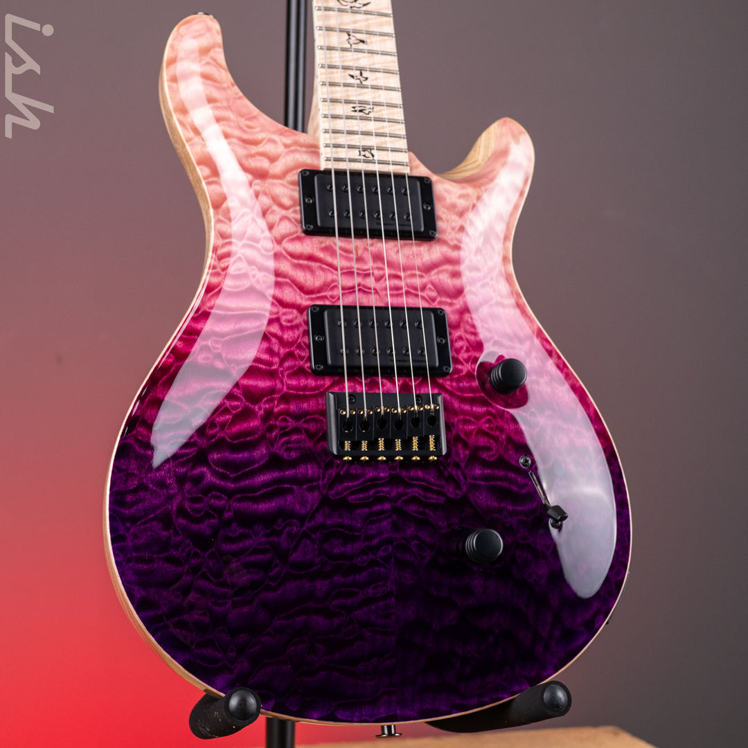 PRS Wood Library Mark Holcomb 10-Top Quilt Midnight Orchid Fade Ish 15th Anniversary Maple Neck