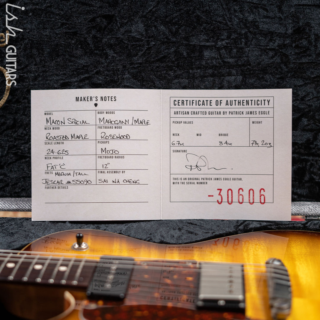 Patrick James Eggle Macon Special Lefty Tobacco Burst