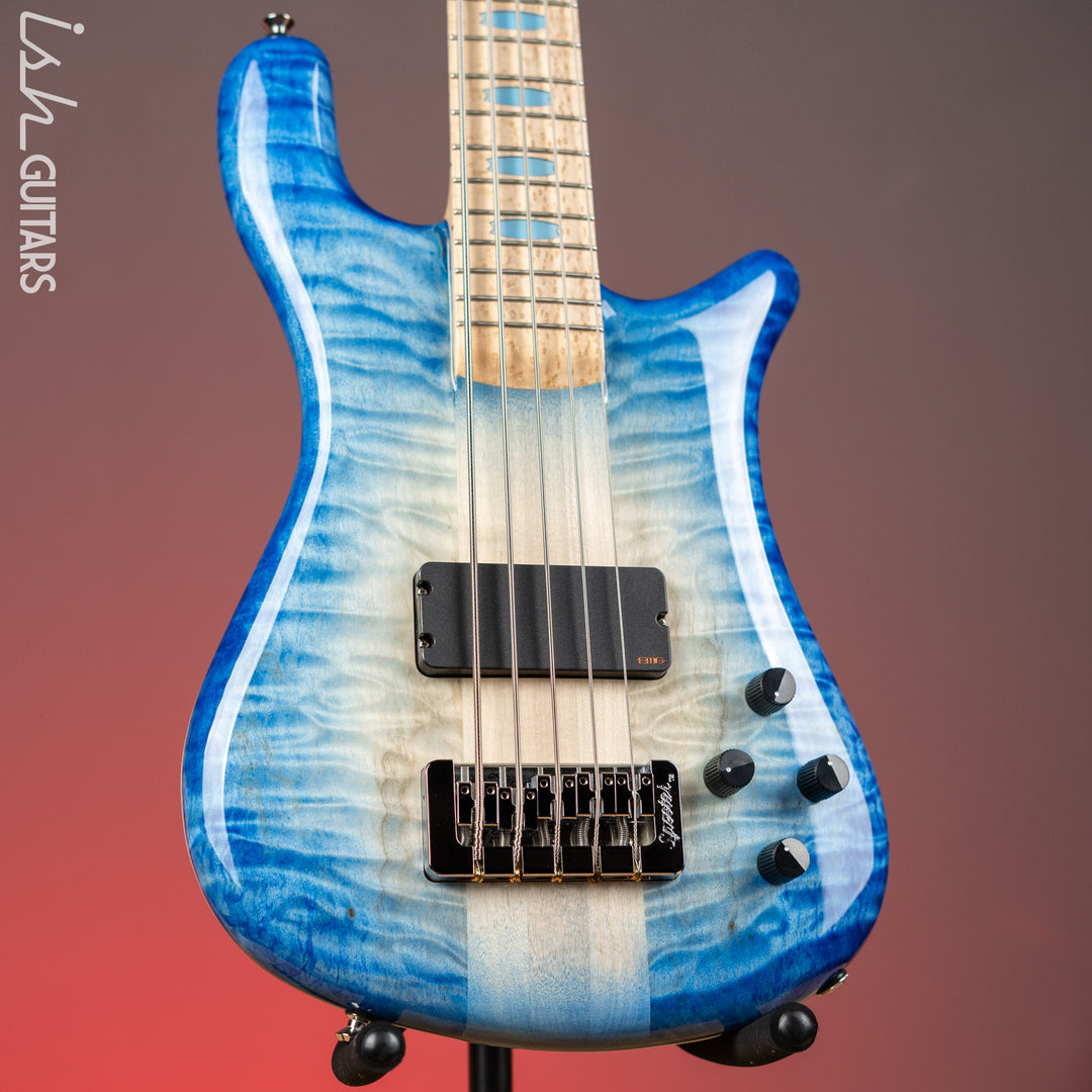 Spector NS-5 Ultra Blue Glow w/ Grain Fill Back Birdseye Maple Demo