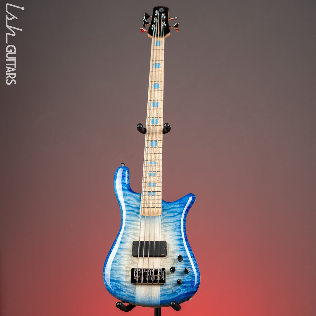 Spector NS-5 Ultra Blue Glow w/ Grain Fill Back Birdseye Maple Demo