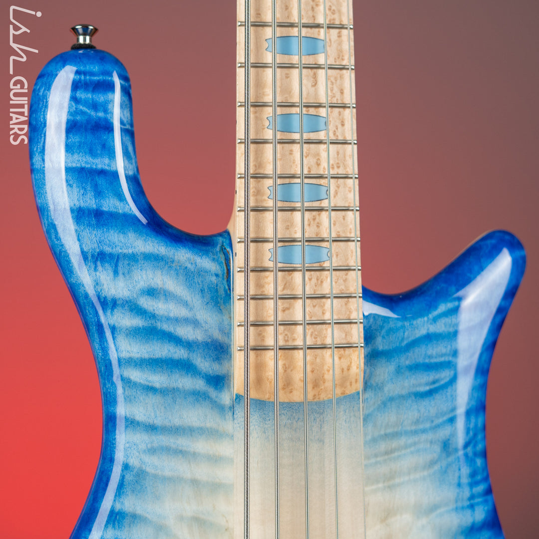 Spector NS-5 Ultra Blue Glow w/ Grain Fill Back Birdseye Maple Demo