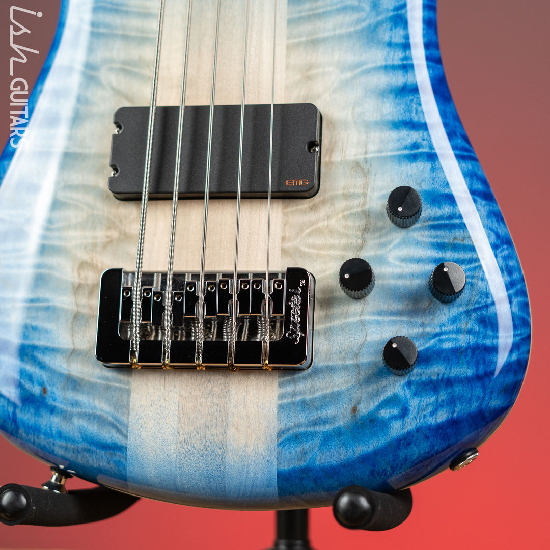 Spector NS-5 Ultra Blue Glow w/ Grain Fill Back Birdseye Maple Demo