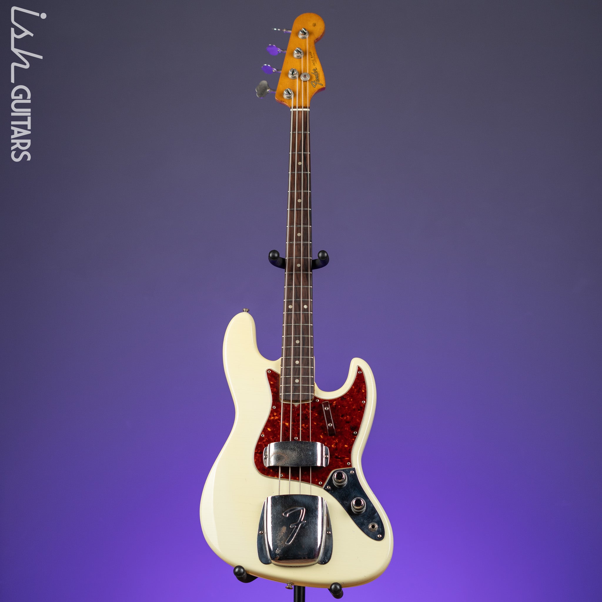 1961 Fender Jazz Bass Refin Stacked Knobs Olympic White – Ish Guitars