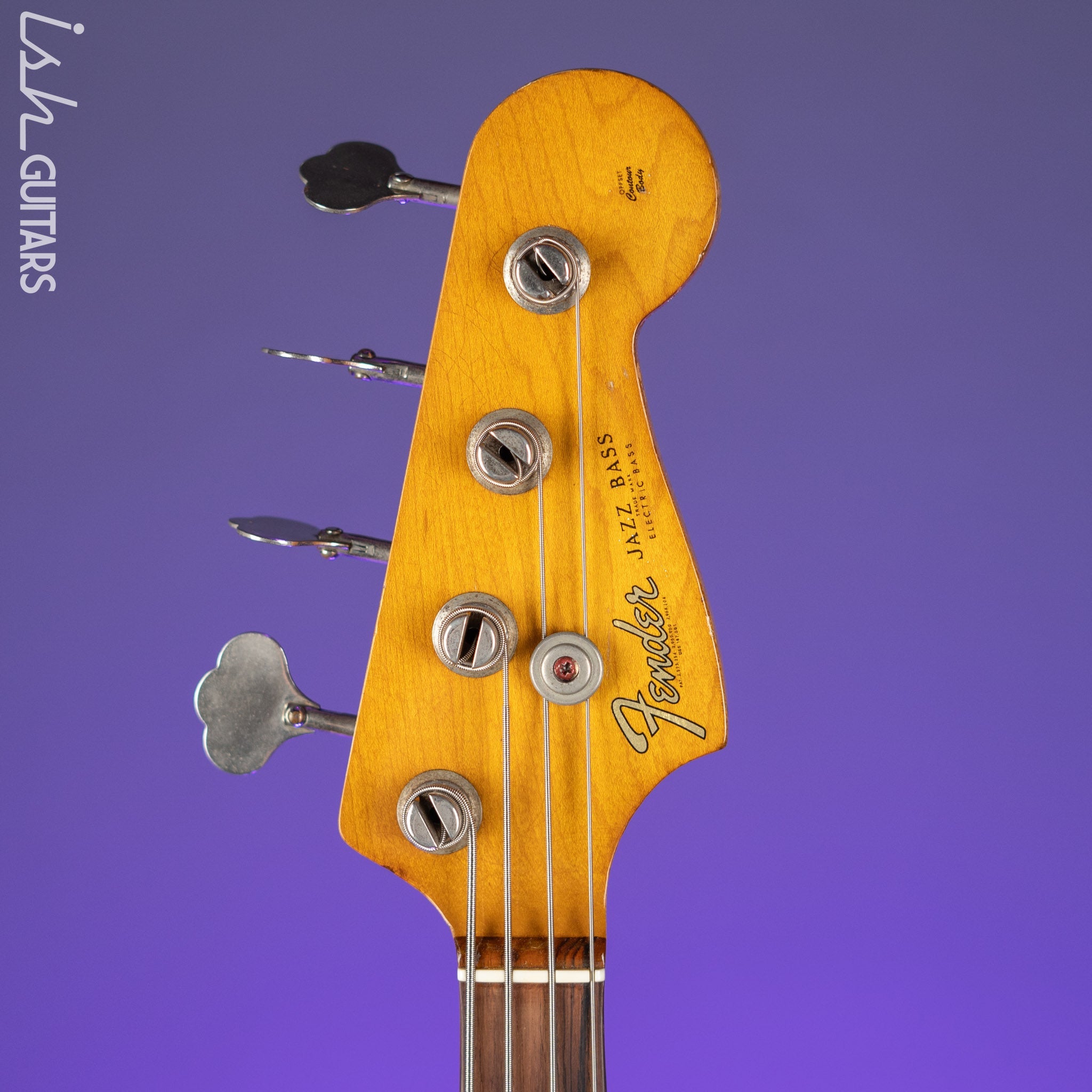 1961 Fender Jazz Bass Refin Stacked Knobs Olympic White – Ish Guitars