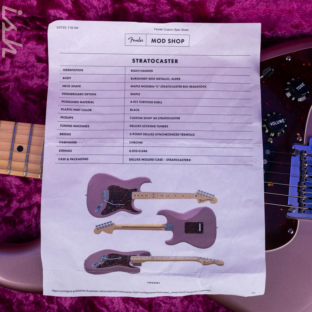 2023 Fender Mod Shop Stratocaster Burgundy Mist Metallic