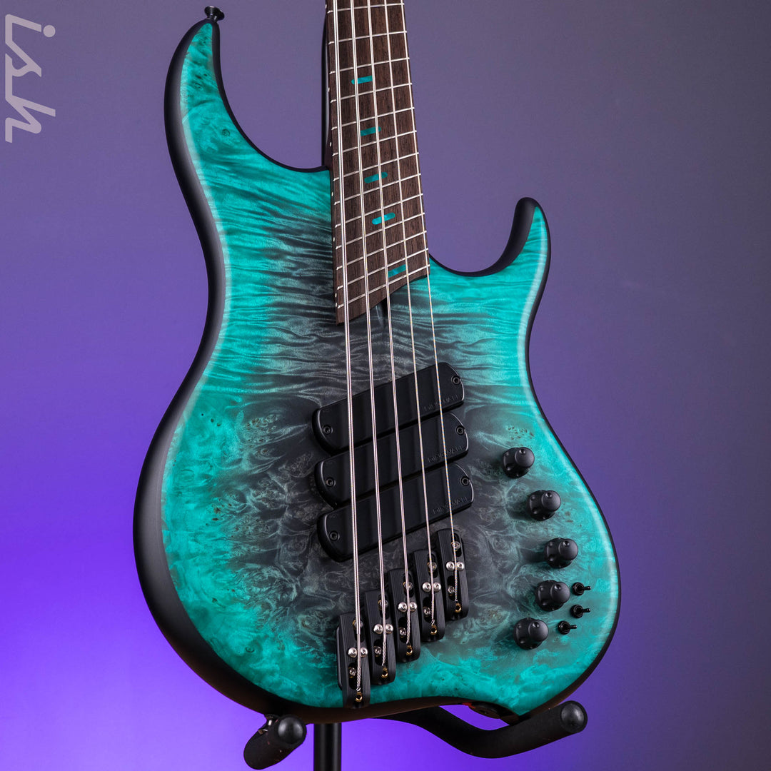 Dingwall Z Series 5-String Bass Figured Maple Burl Charcoal to Turquoise Reverseburst