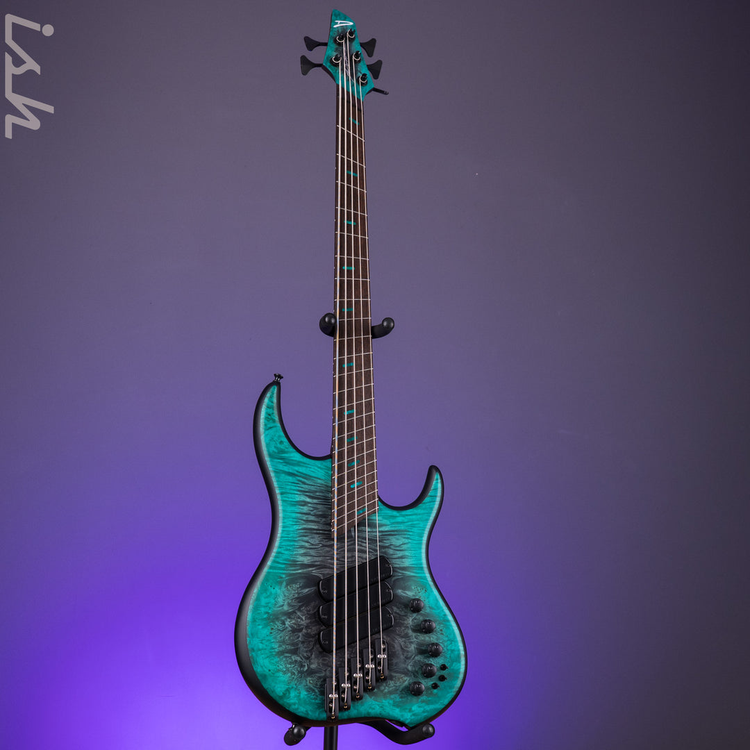 Dingwall Z Series 5-String Bass Figured Maple Burl Charcoal to Turquoise Reverseburst
