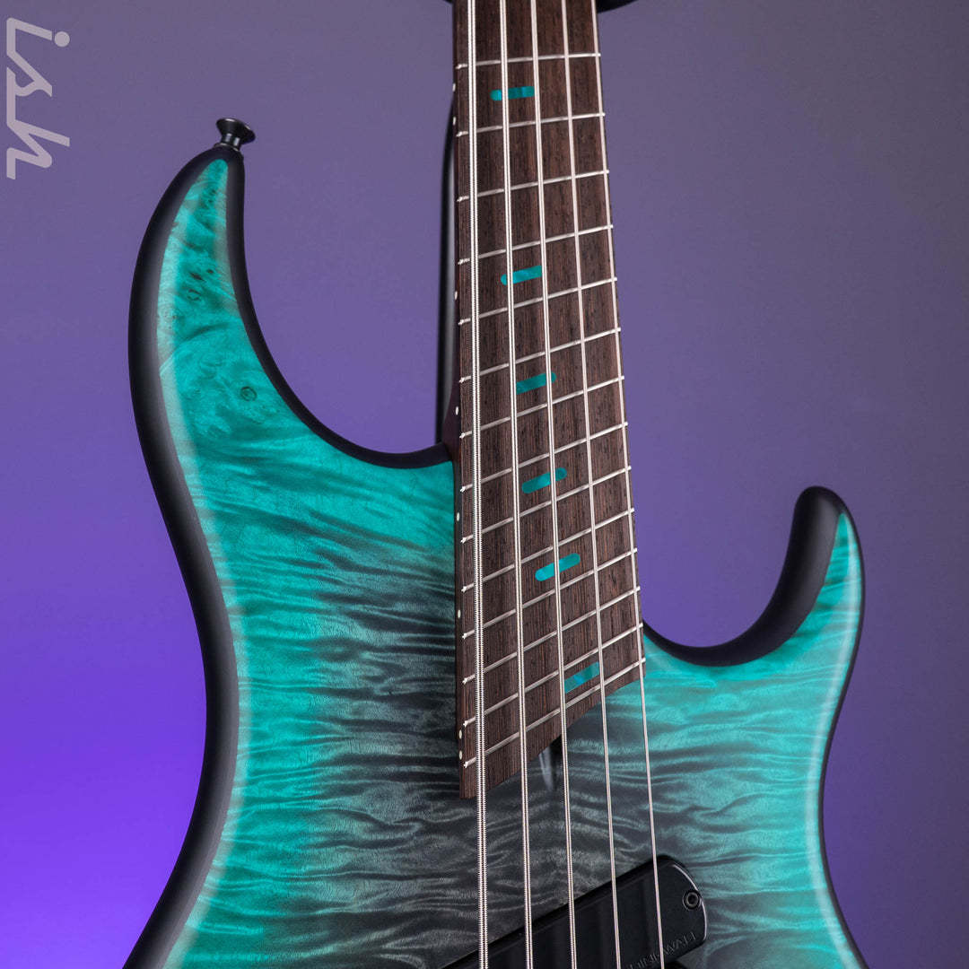 Dingwall Z Series 5-String Bass Figured Maple Burl Charcoal to Turquoise Reverseburst