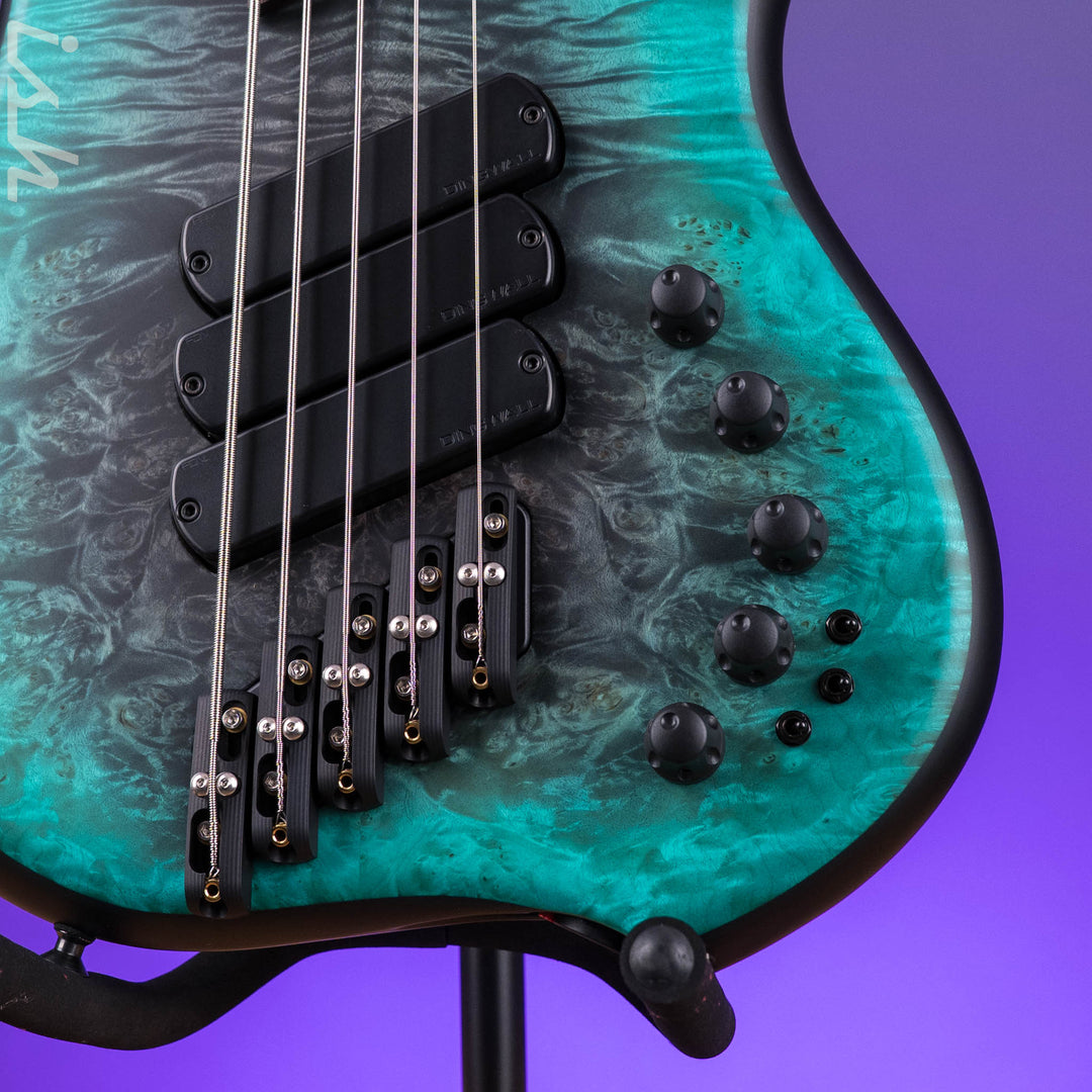 Dingwall Z Series 5-String Bass Figured Maple Burl Charcoal to Turquoise Reverseburst