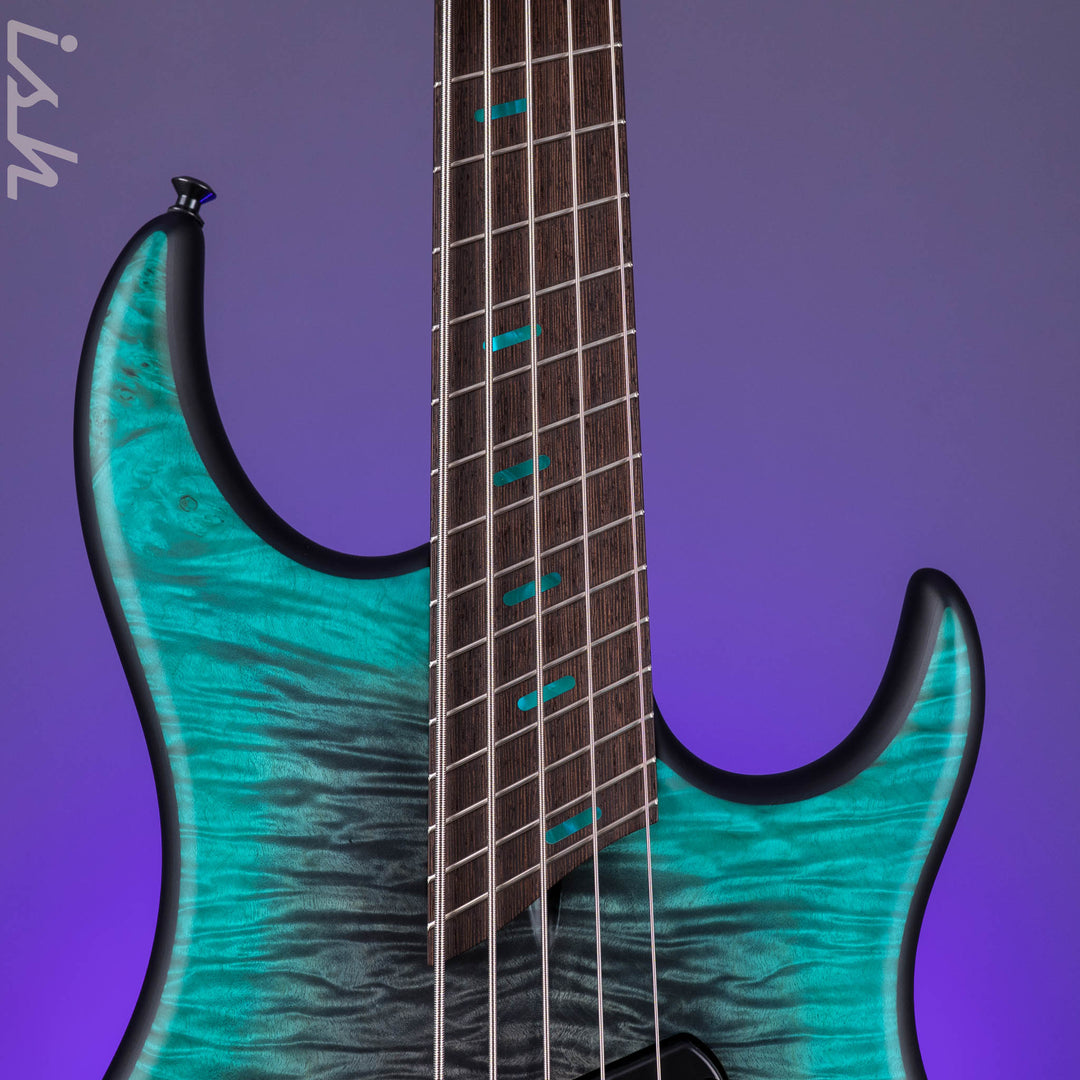 Dingwall Z Series 5-String Bass Figured Maple Burl Charcoal to Turquoise Reverseburst