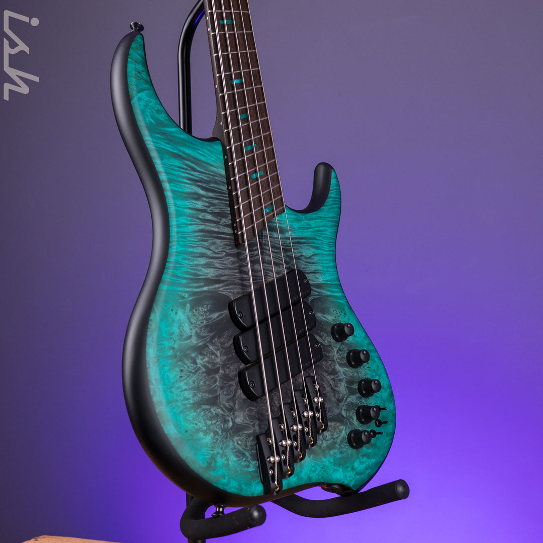 Dingwall Z Series 5-String Bass Figured Maple Burl Charcoal to Turquoise Reverseburst