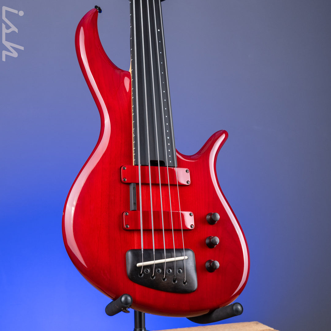 2004 F Bass BNF5 Fretless Transparent Red