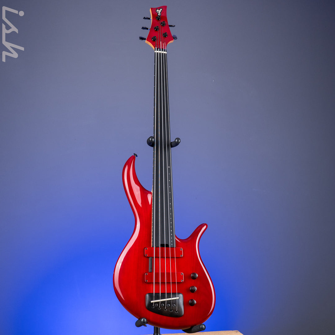 2004 F Bass BNF5 Fretless Transparent Red