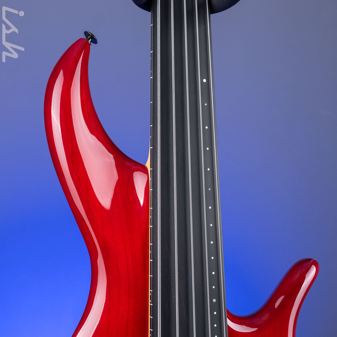 2004 F Bass BNF5 Fretless Transparent Red