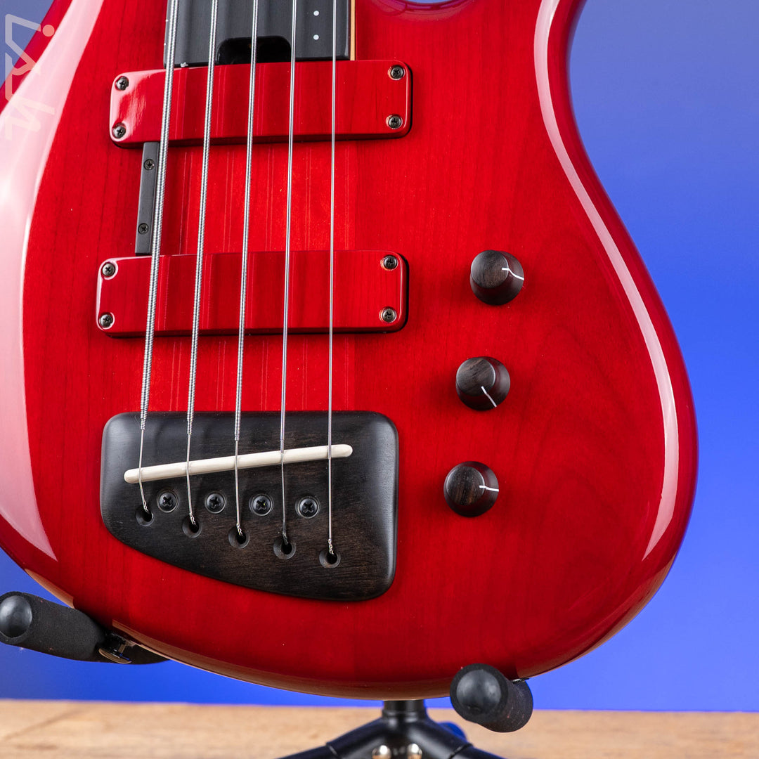 2004 F Bass BNF5 Fretless Transparent Red