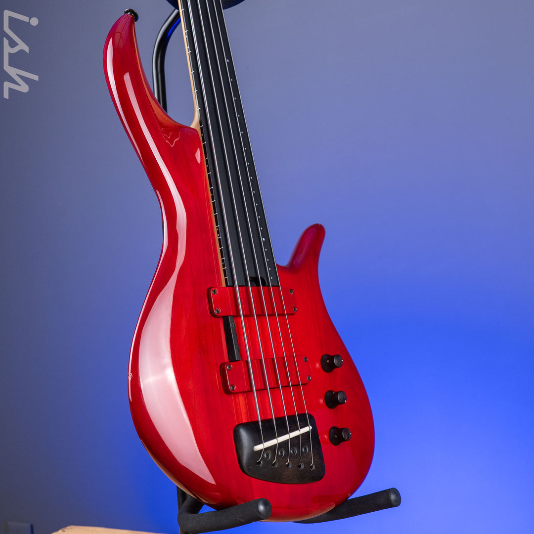 2004 F Bass BNF5 Fretless Transparent Red