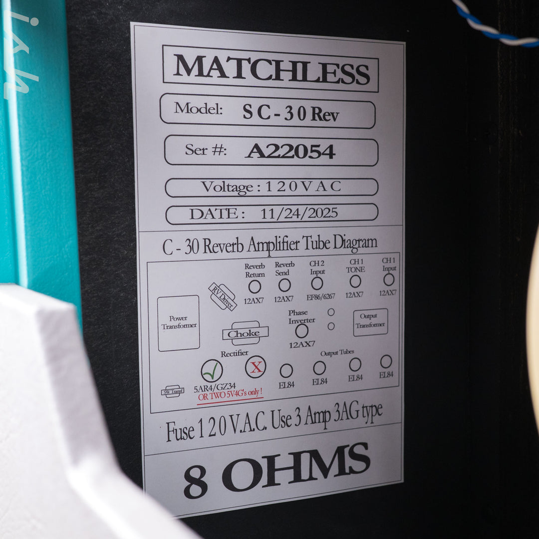 Matchless SC-30 Reverb 112 Combo Custom Turquoise Tolex