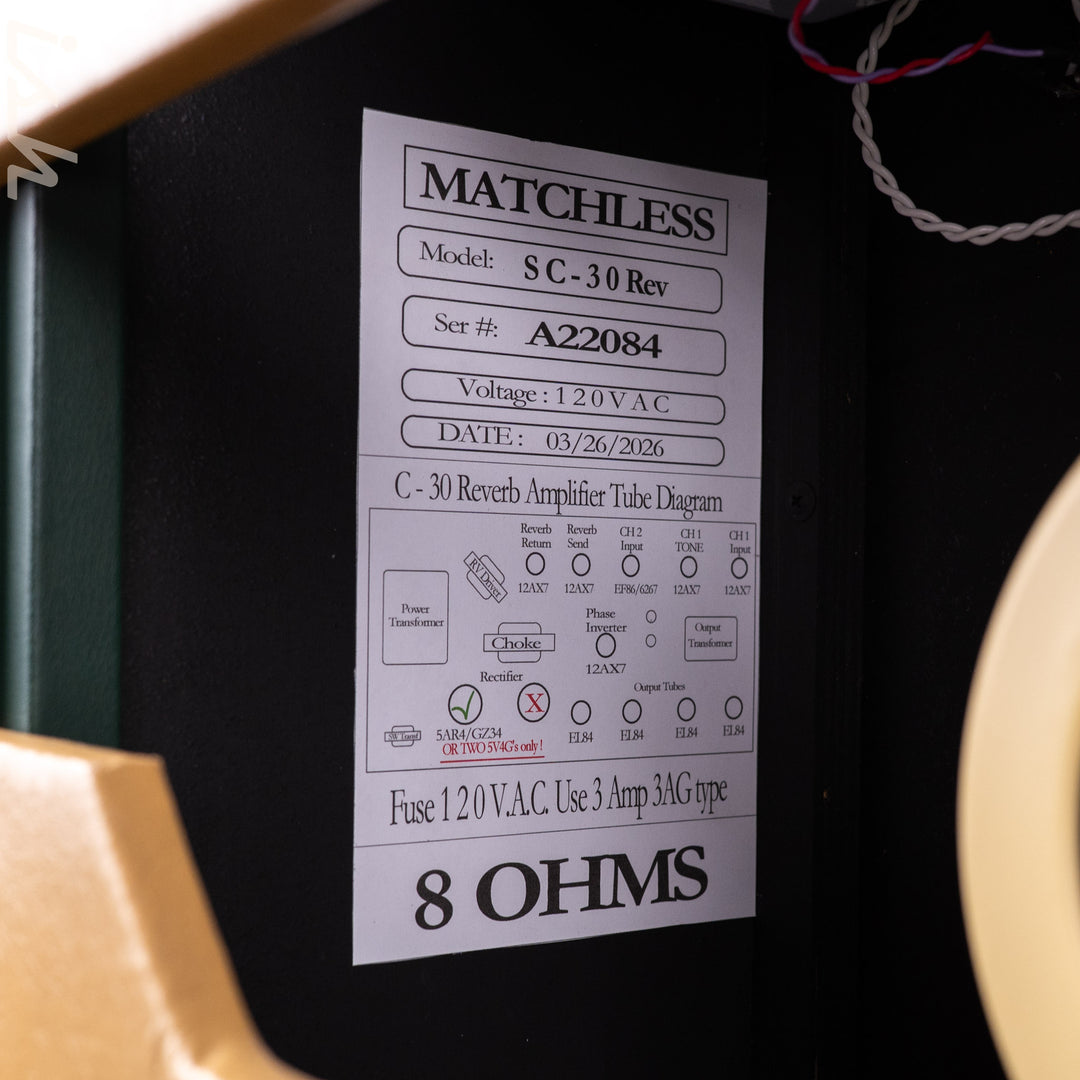 Matchless SC-30 Reverb 112 Combo Custom Tolex Green &amp; Gold Demo