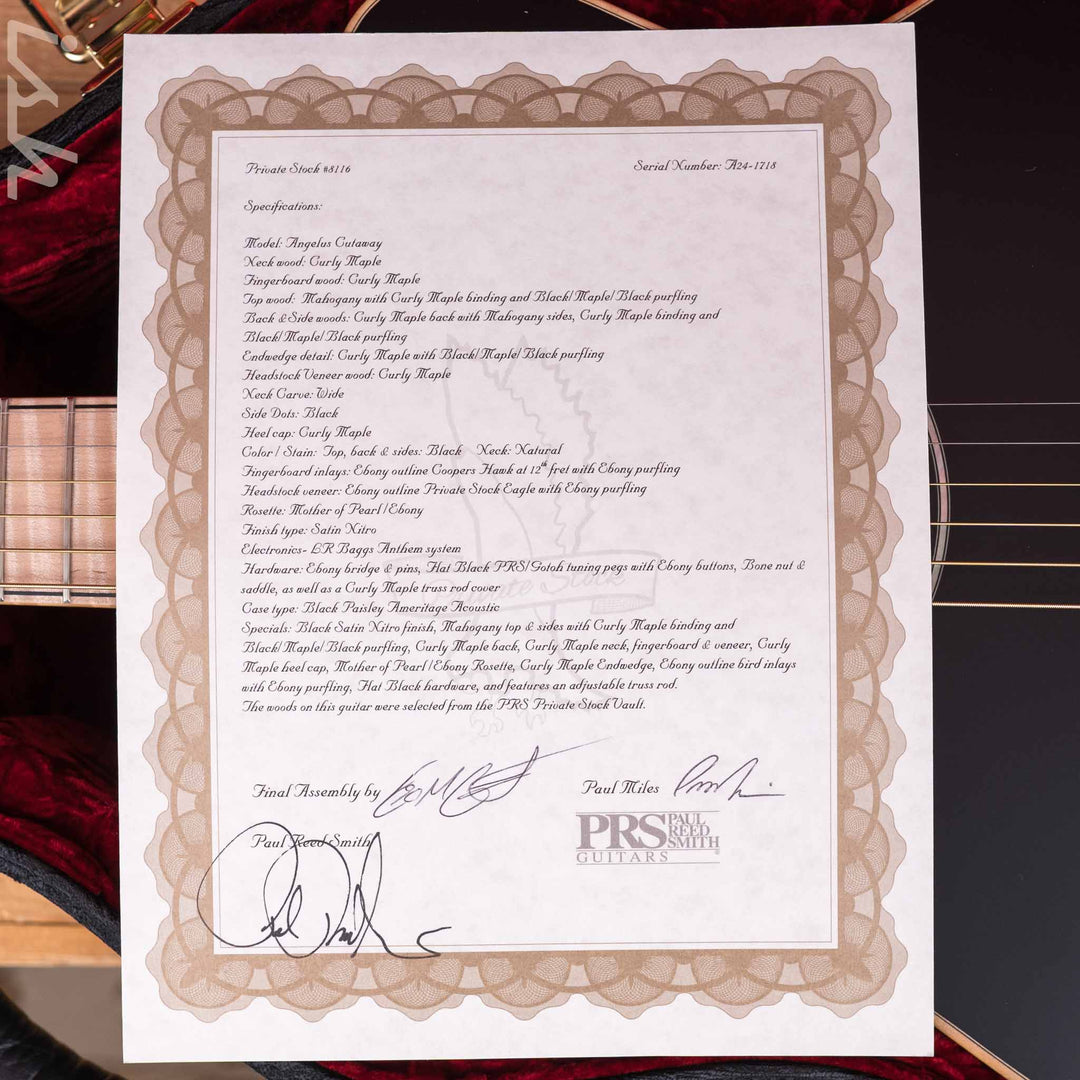 PRS Private Stock Angelus Acoustic Matte Black Back &amp; Sides