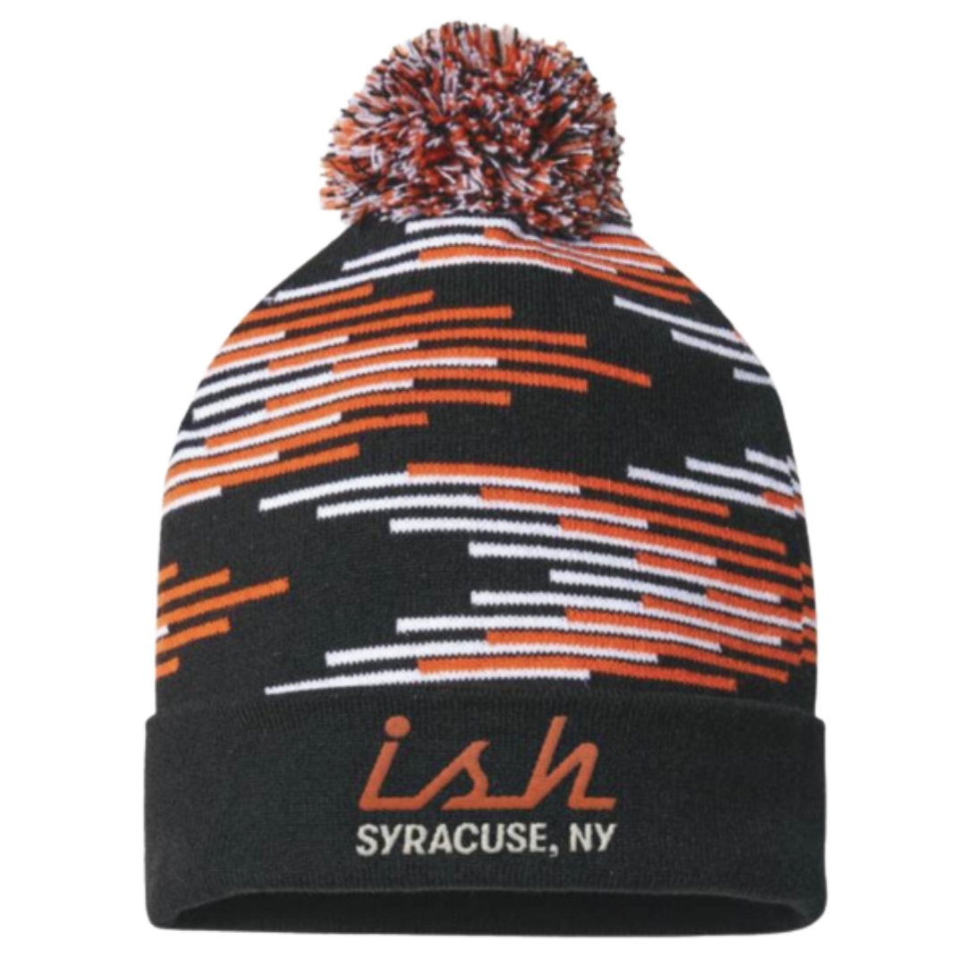 Ish Syracuse NY Embroidered Beanie Black/Orange