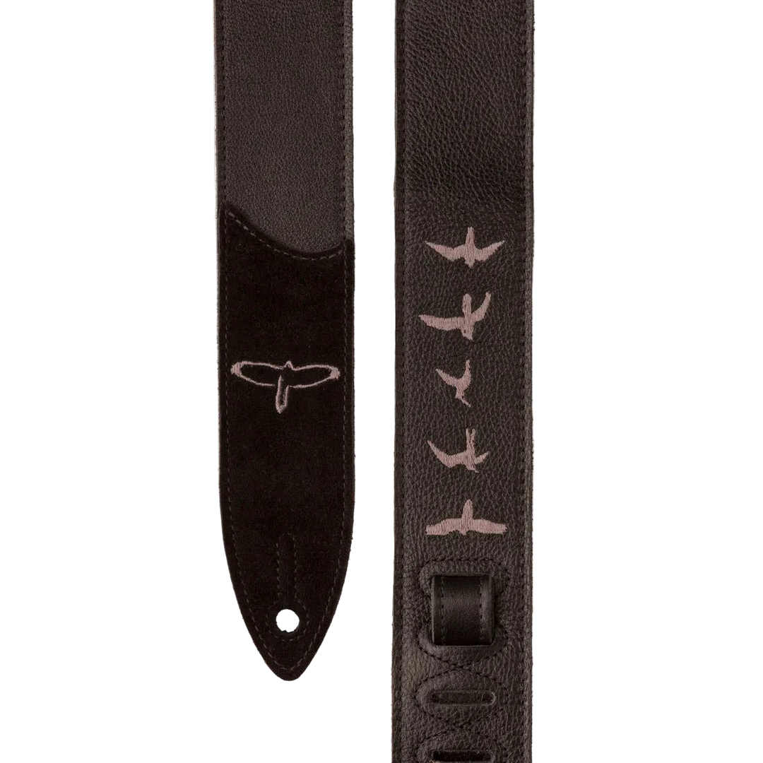 PRS Premium Leather 2" Strap Embroidered Birds Black