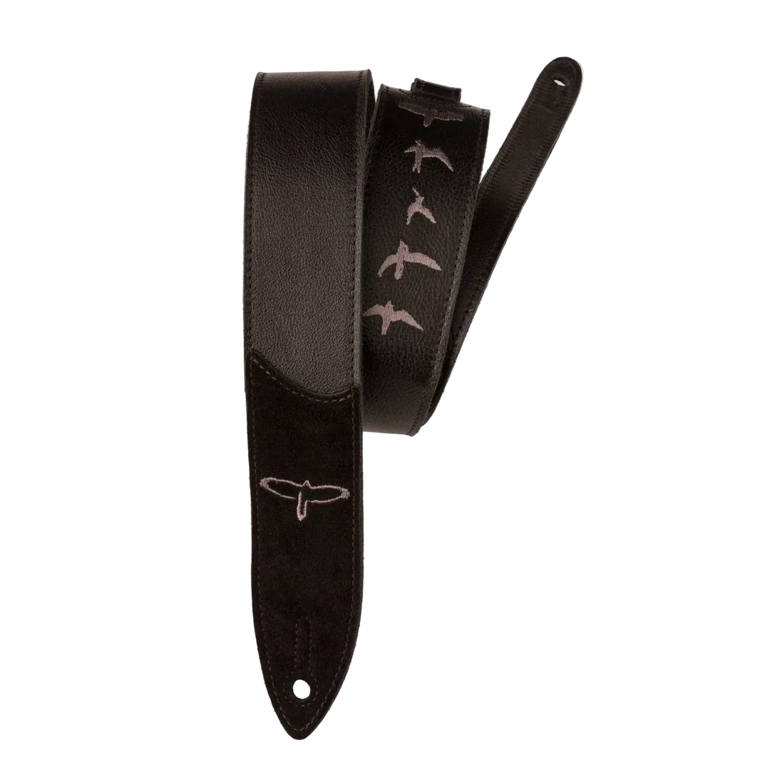 PRS Premium Leather 2" Strap Embroidered Birds Black