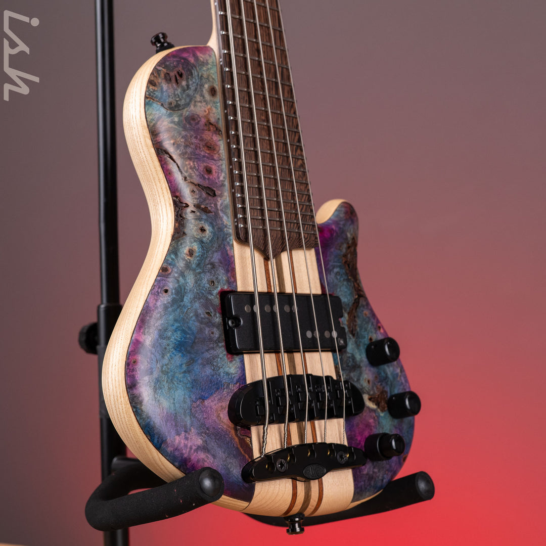 Mayones Cali 5 Mini Bass Buckeye Burl Wenge Fretboard Custom Color
