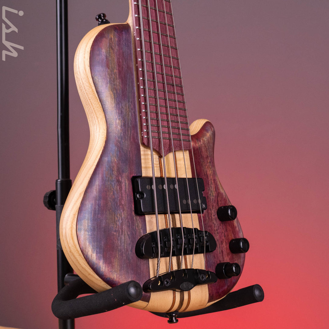 Mayones Cali 5 Mini Bass Spalted Maple Purpleheart Fretboard Custom Color