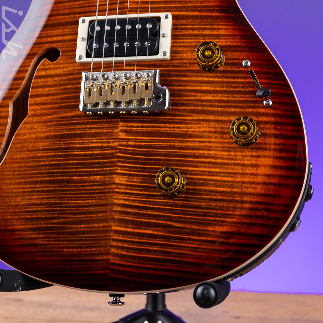 PRS SE Custom 24 Semi-Hollow Piezo Orange Tiger Smokeburst *2025 Release!*