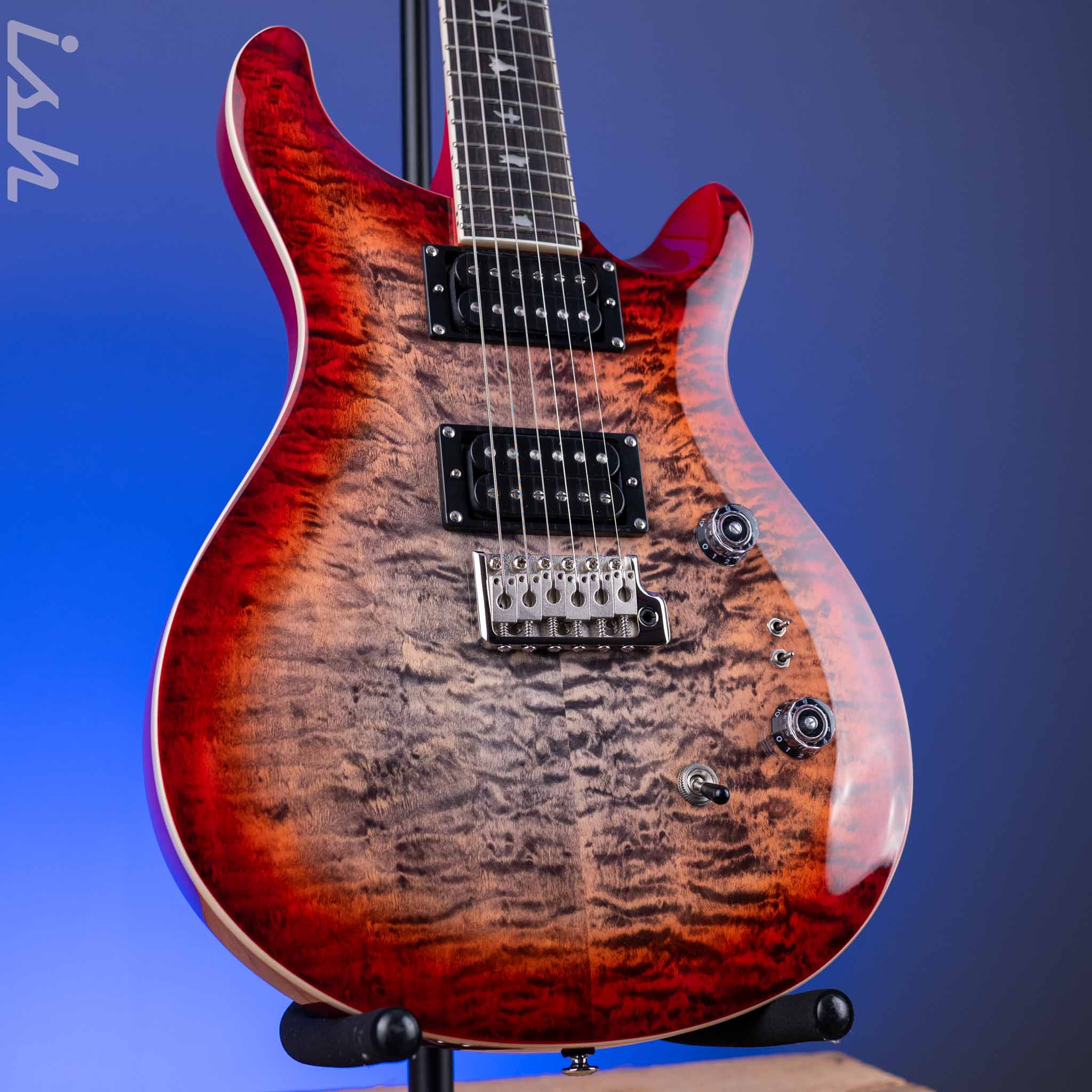 PRS SE Custom 24-08 Quilt Electric Guitar Charcoal Cherry Burst