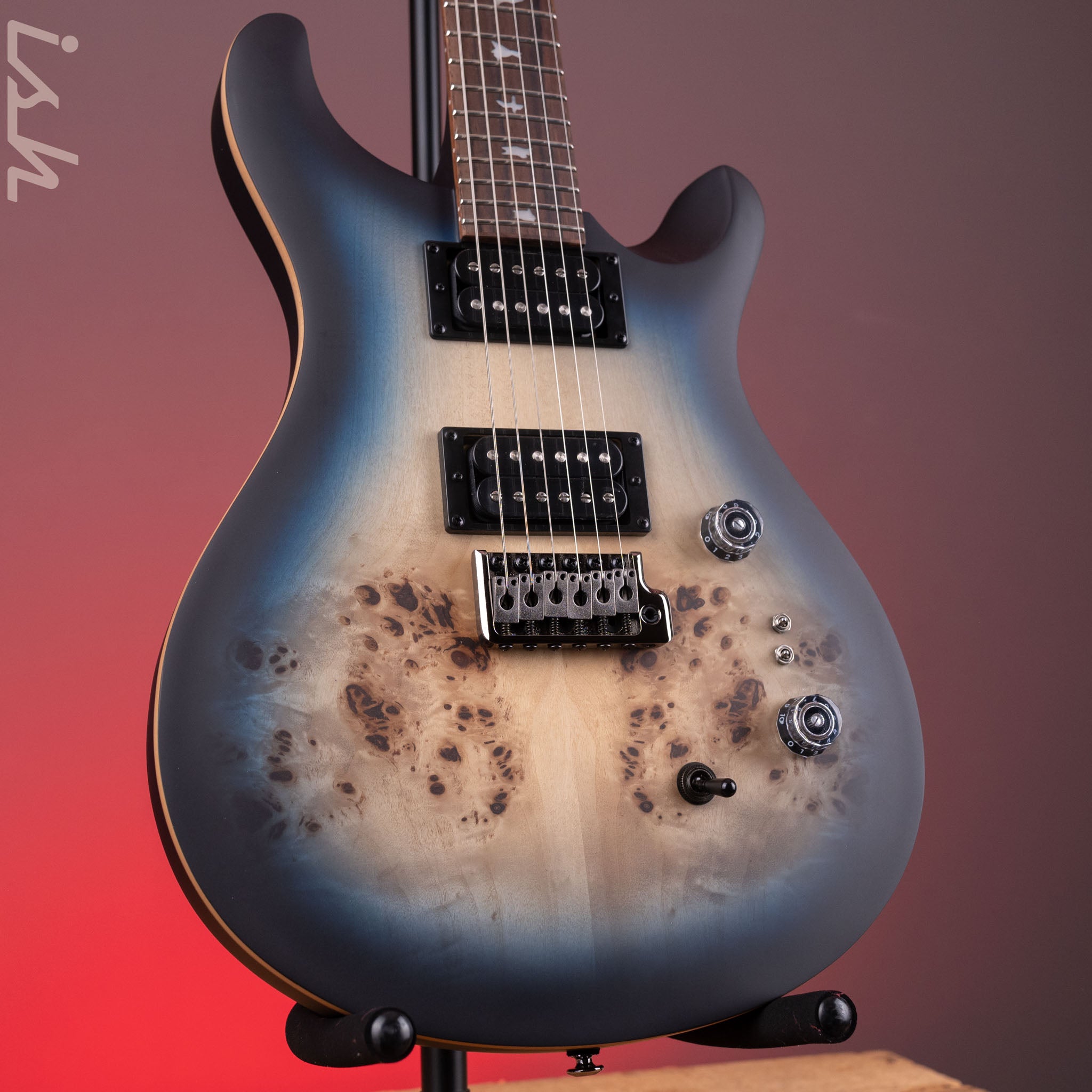 PRS SE Custom 24-08 Poplar Burl Limited Edition Lake Blue Midnight