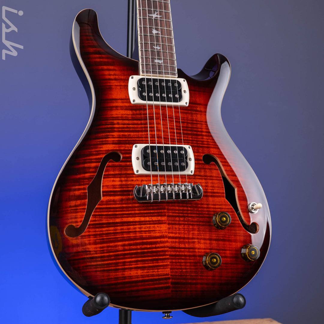 PRS SE Flat Back Hollowbody I Piezo *NEW MODEL* Orange Tiger Smokeburst