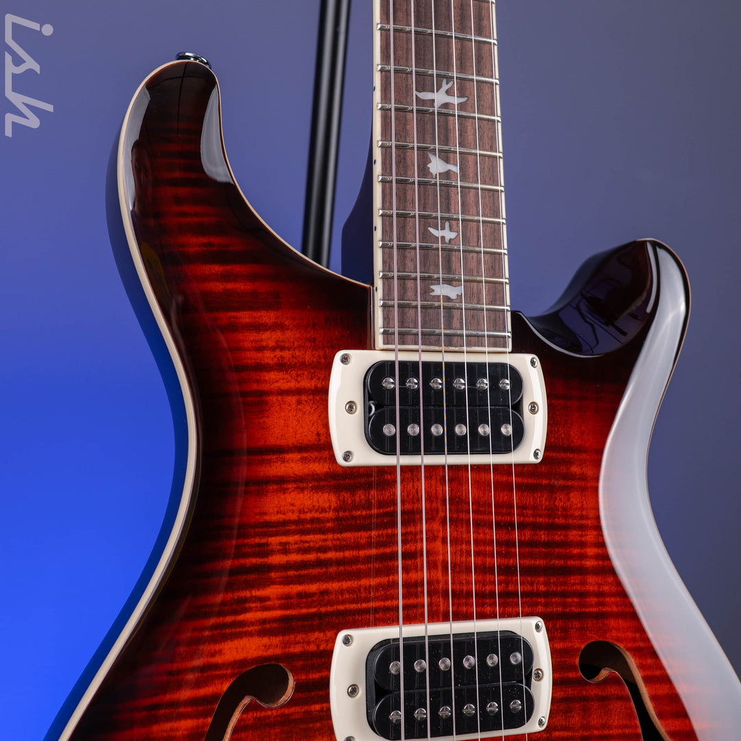 PRS SE Flat Back Hollowbody I Piezo *NEW MODEL* Orange Tiger Smokeburst