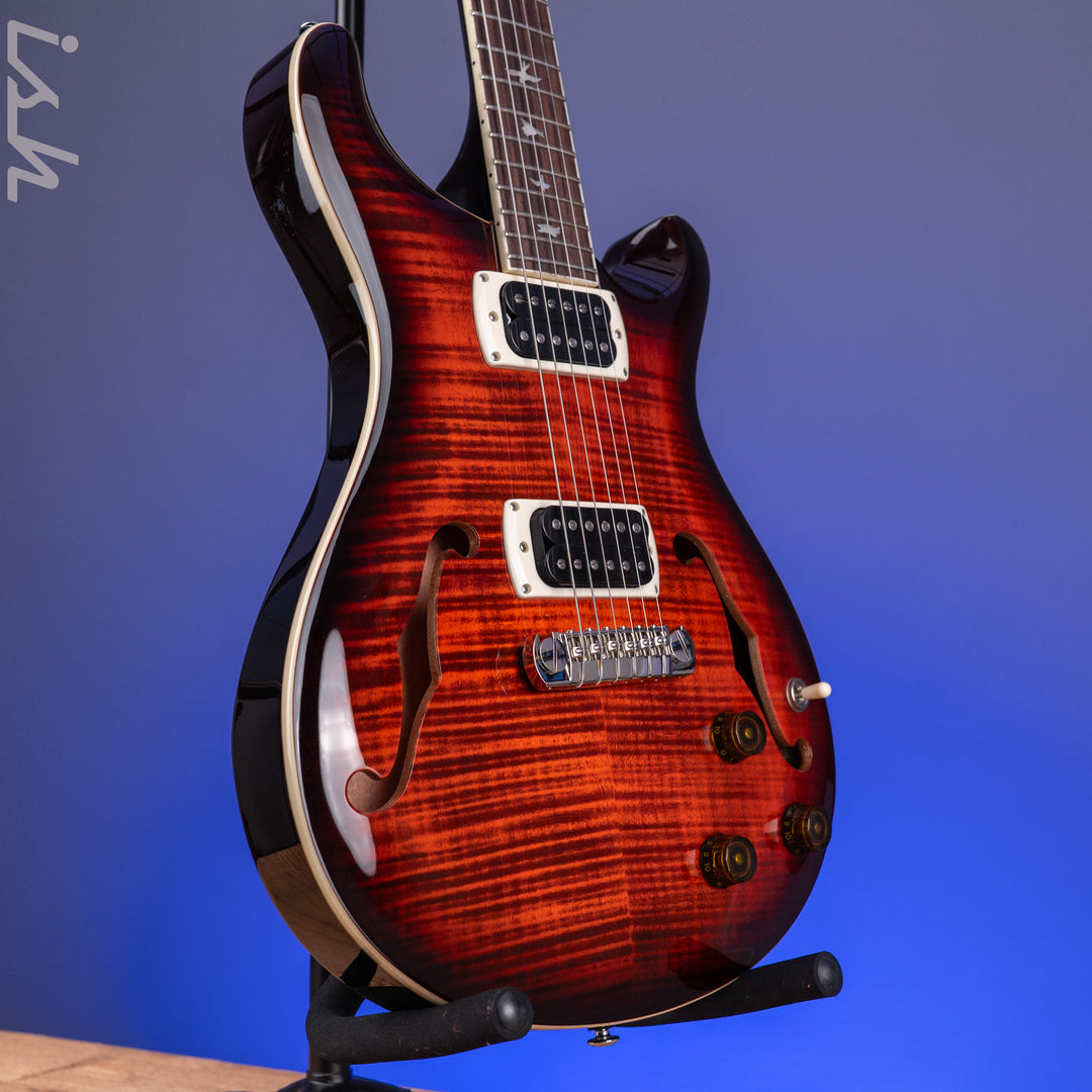 PRS SE Flat Back Hollowbody I Piezo *NEW MODEL* Orange Tiger Smokeburst