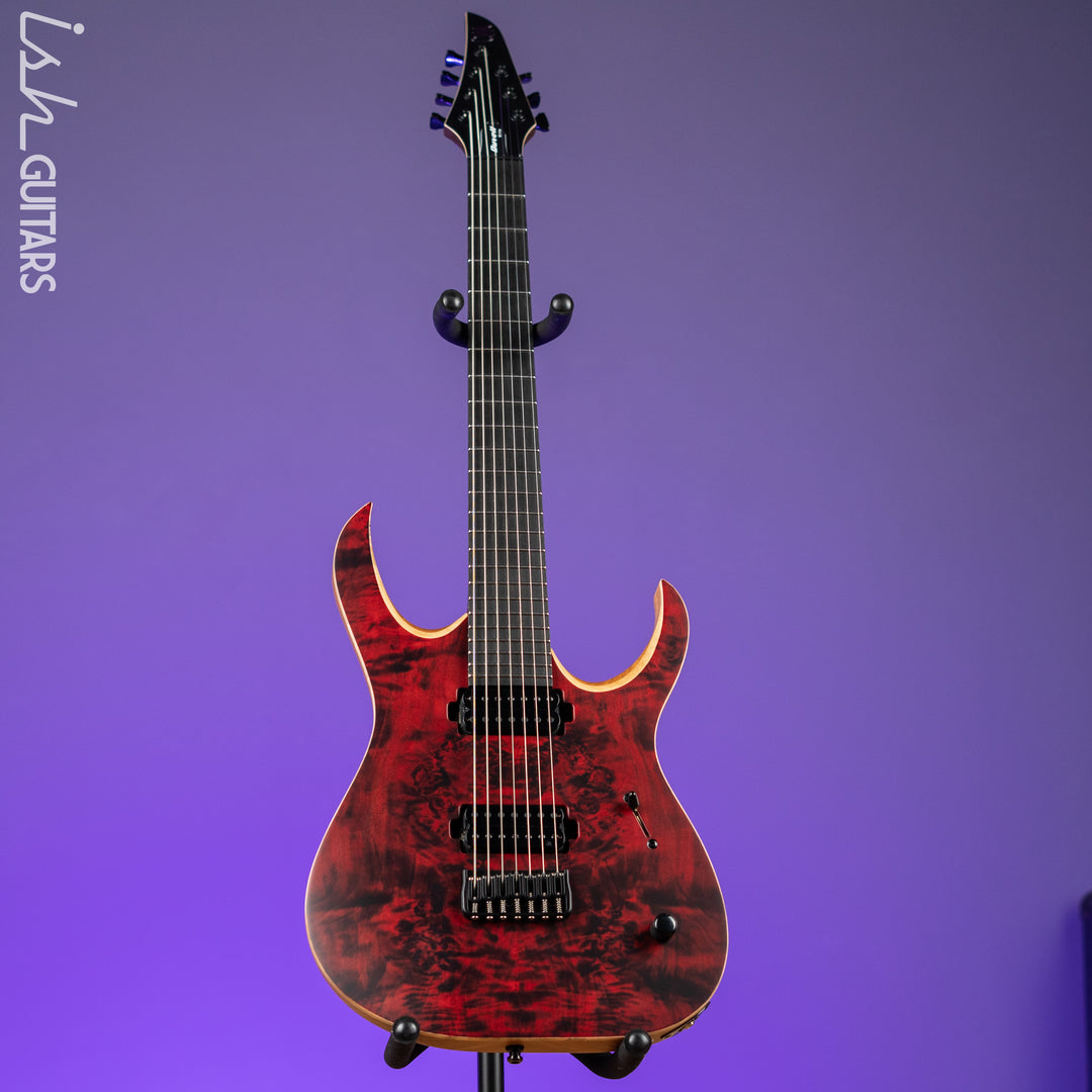 Mayones Duvell Elite 7-String Guitar Transparent Dirty Red Satin