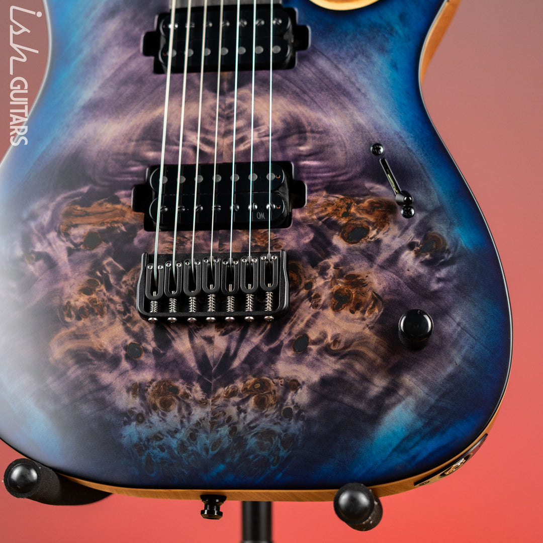 Mayones Duvell Elite 7-String Transparent Dirty Purple Blue Burst Satin
