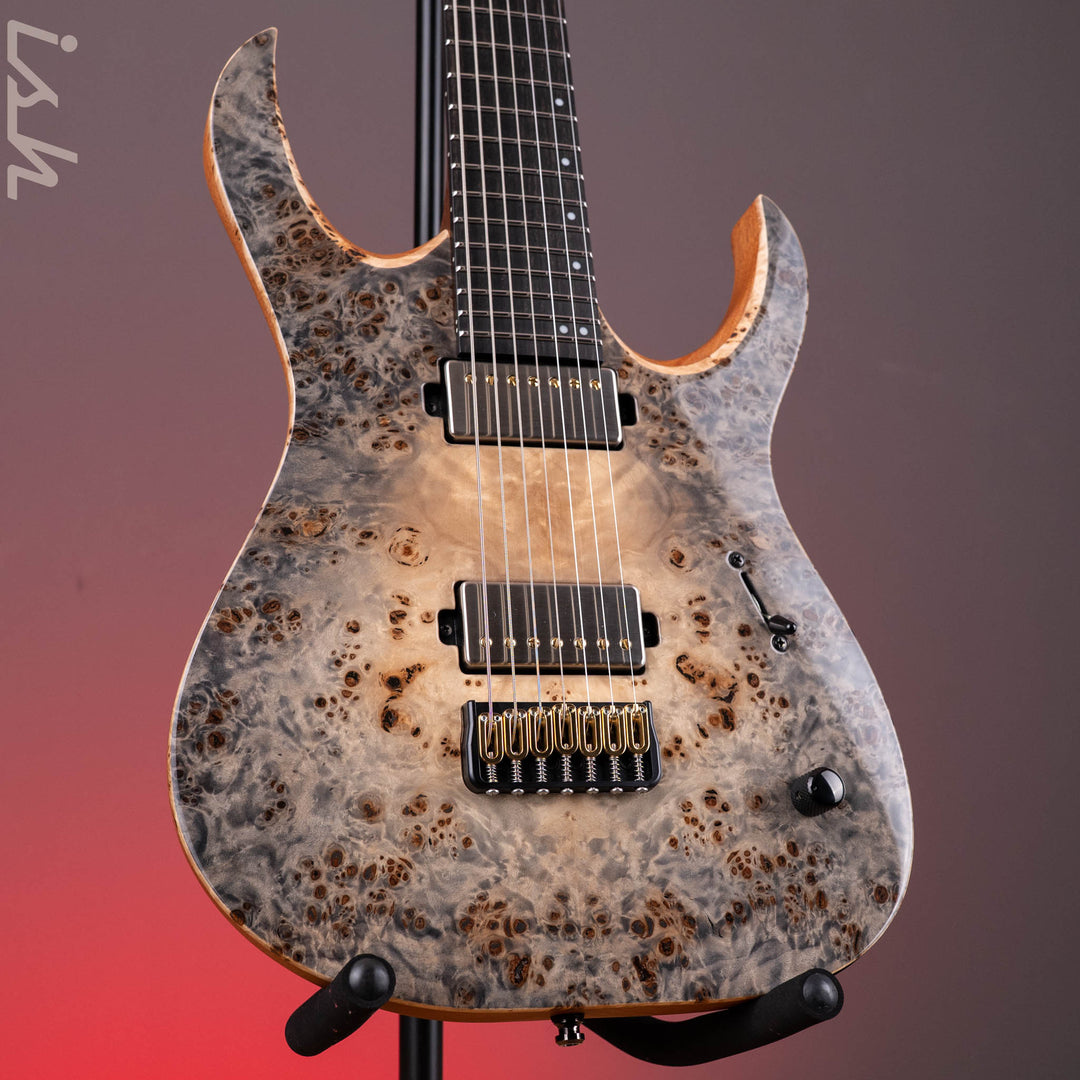 Mayones Duvell Elite 7 Eye Poplar Natural Fade Graphite Burst Out Gloss