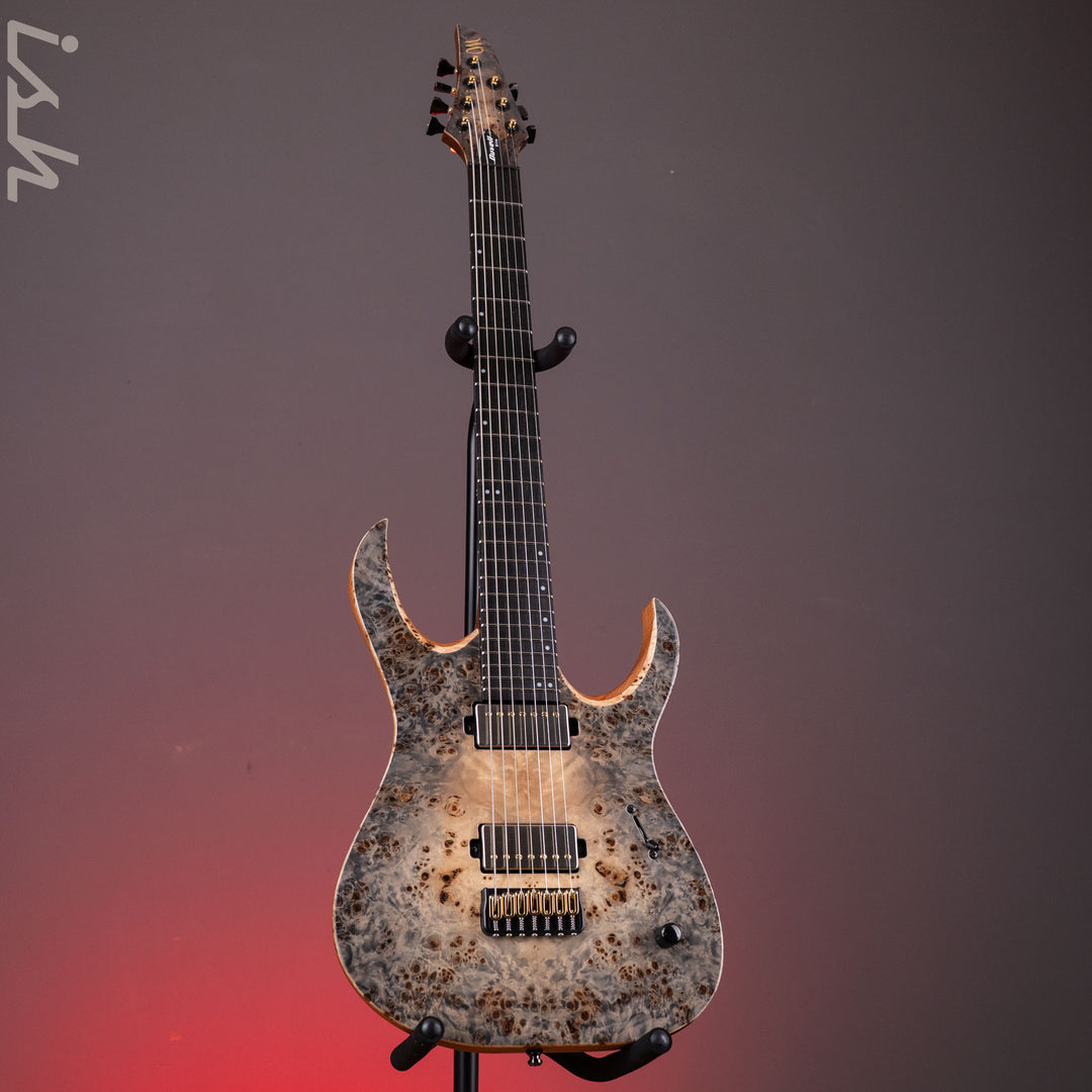 Mayones Duvell Elite 7 Eye Poplar Natural Fade Graphite Burst Out Gloss