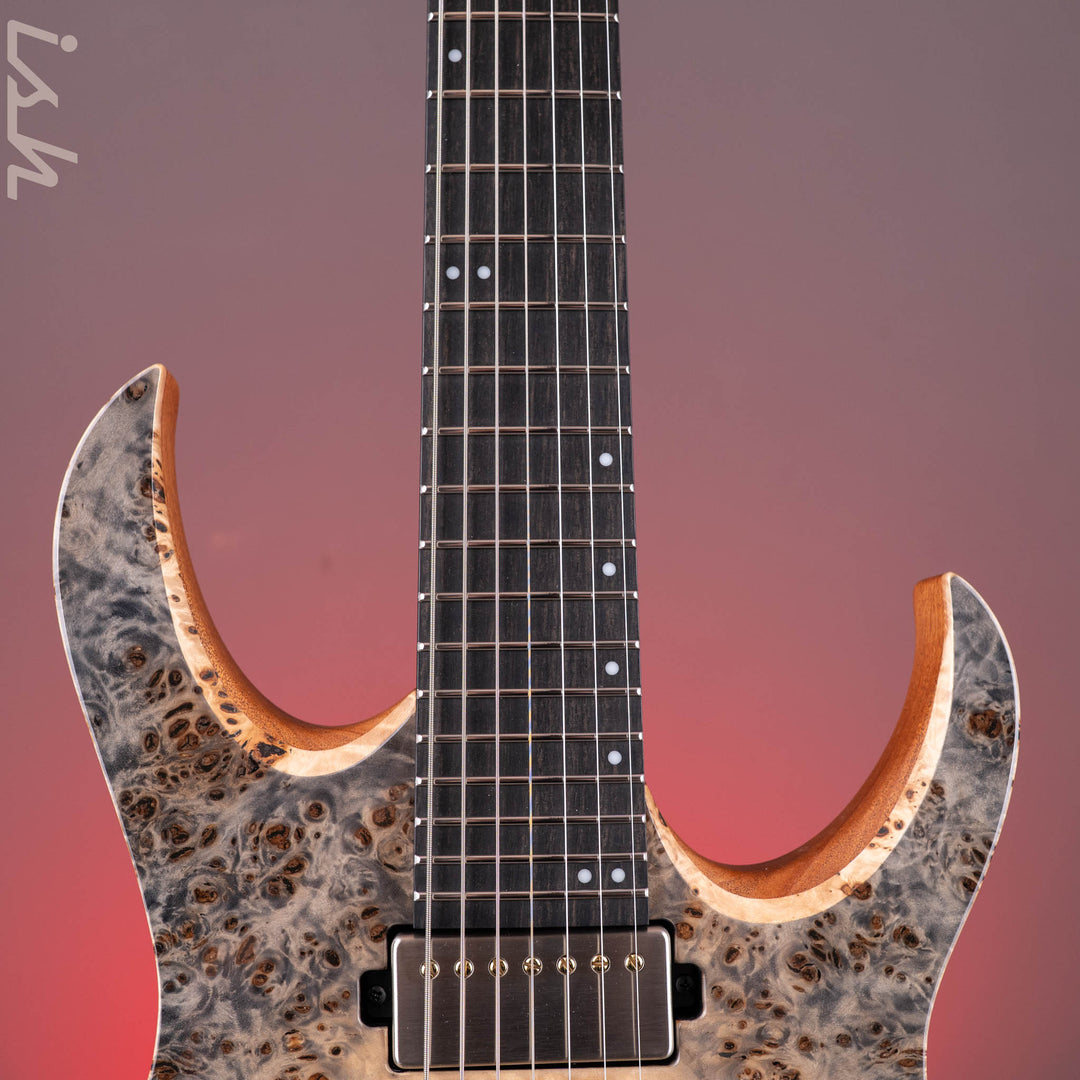Mayones Duvell Elite 7 Eye Poplar Natural Fade Graphite Burst Out Gloss