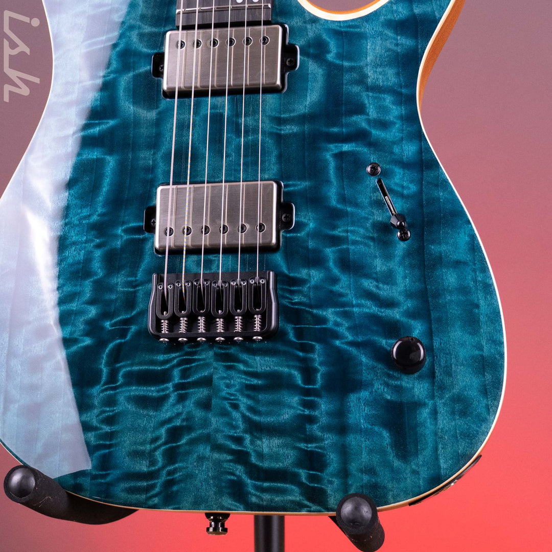 Mayones Duvell Elite 6 Curly Poplar Transparent Turquoise Gloss