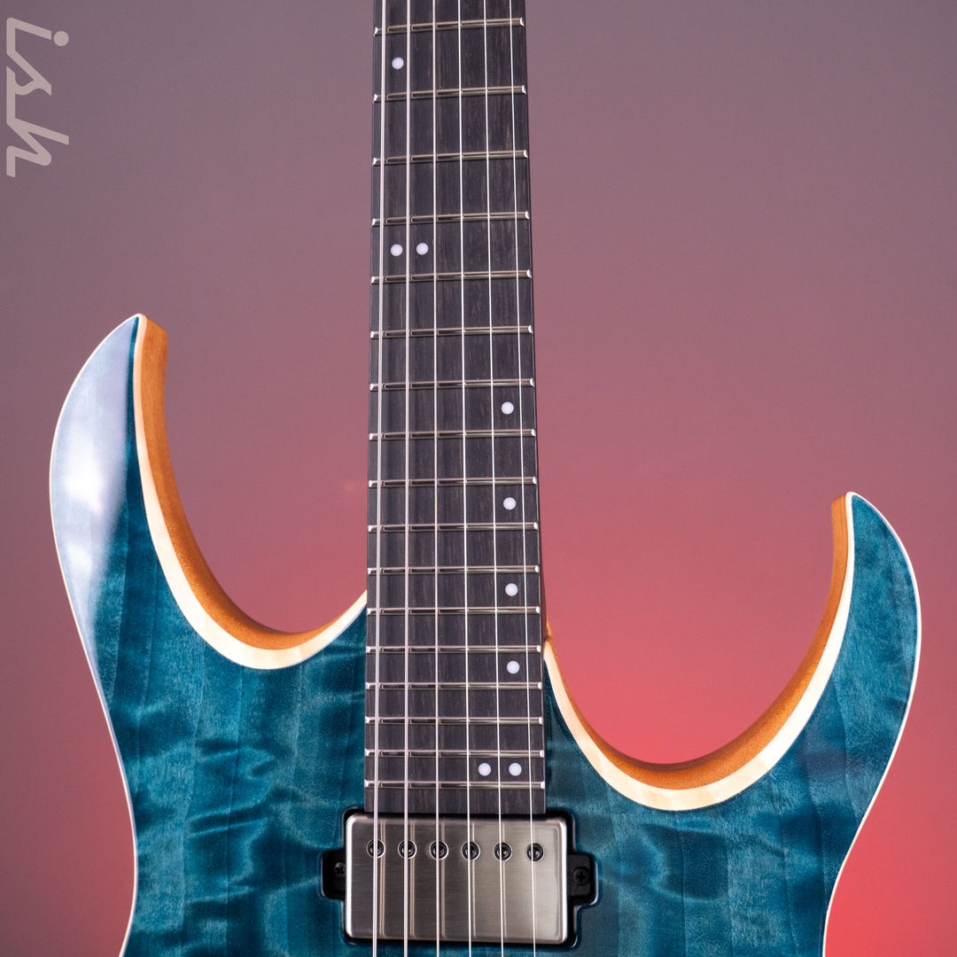Mayones Duvell Elite 6 Curly Poplar Transparent Turquoise Gloss
